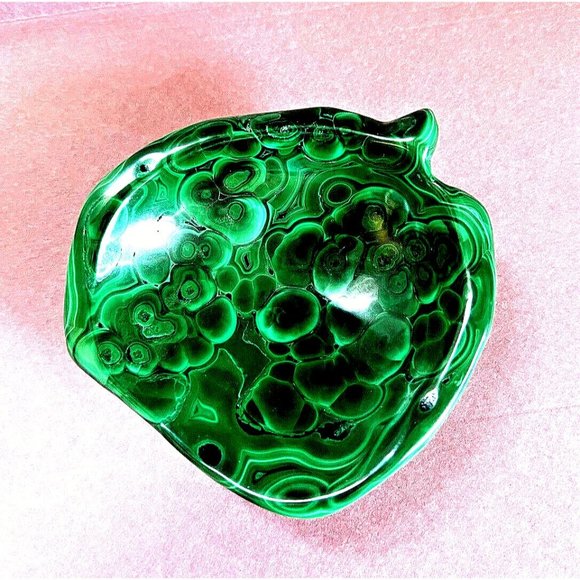 African Kenya Genuine Green Malachite Precious Stone Ashtray Turtle Shape Statue - Picture 1 of 12